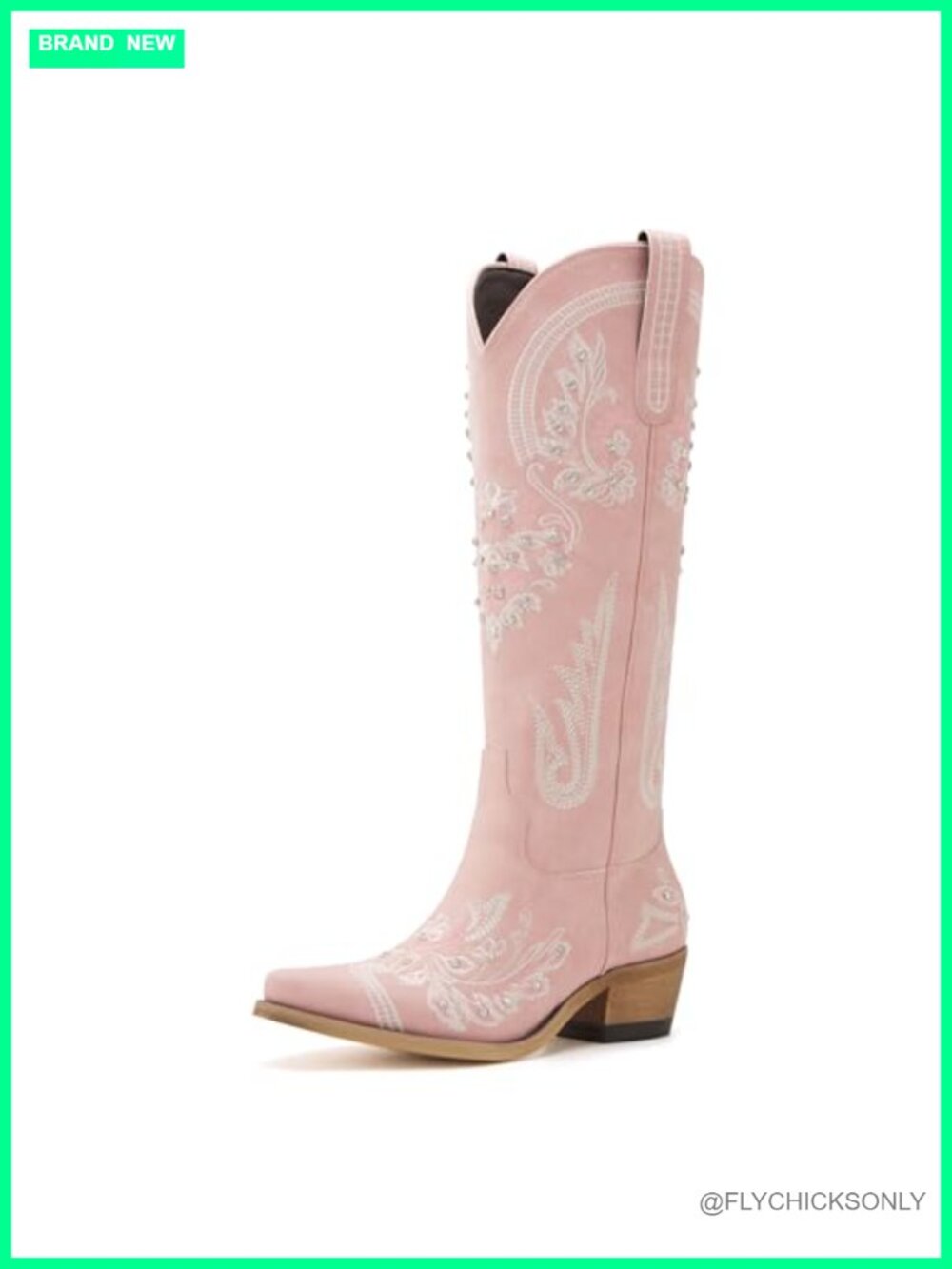 Western Cowboy Boots Knee High Snip Toe Faux Leather Women's